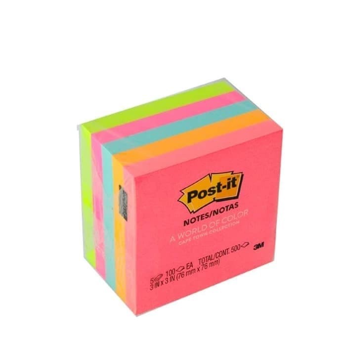 3M Post-It Notes SS Cape Town Coll. 76x76mm 500sht, 5pk col